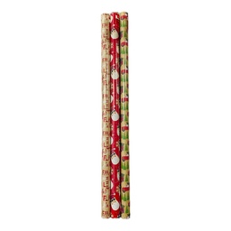 [8772] PAPEL DE REGALO DE NAVIDAD 101.59 CM X 6.85 CM ROJO