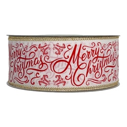 [8909] CINTA AMERICANA ANCHO 6CMX45MTS.BEIGE LETRAS ROJAS MERRY