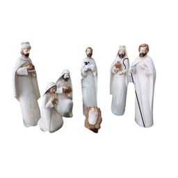 [9207] JGO DE PESEBRE 7PS BLANCO - FIG. ESTILIZADAS 