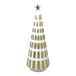 [9224] CERAMICA ARBOL BLANCO DORADO