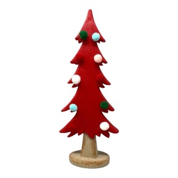 [9229] ORNAMENTO ARBOL ROJO C/POMPONES 29CM