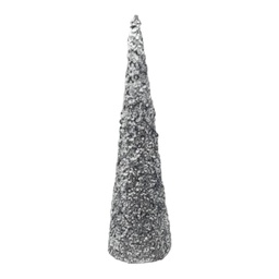 [9277] CONO DECORATIVO LENTEJ. Y APLIQ. PLATA 45.7CM