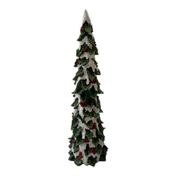 [9317] ORNAMENTO ARBOL BLANCO CON HOJAS VERDES EN RESINA 46.5CM