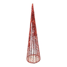 [9348] ORNAMENTO CONO CON BRILLANTINA ROJO 40.6CM