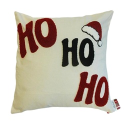 [1010] ALMOHADON ESTAMP. 45x45CM. POLY BEIGE HO HO HO