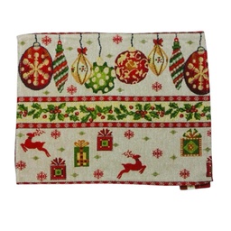 [1122] INDIVIDUAL TELA 30X45CM ORNAMENTOS CON FONDO BEIGE