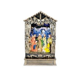 [1408] CUADRO ANTIQUE DE NACIMIENTO CON LUZ LED. A PILA AA X 3UNID. 25,6CM 