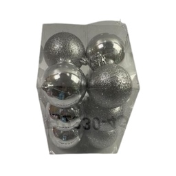 [18033] GLOBOS 60MM. X12 COMBINADO PLATA RO