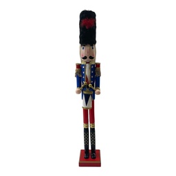 [9114] NUTCRACKER 92CM - AZUL/ROJO - GORRO NEGRO Y TAMBOR